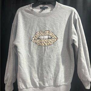 Forever 21 Gray Top with Leopard Print